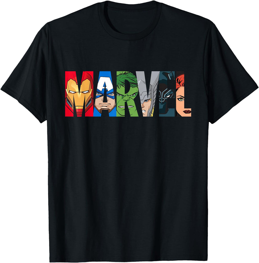 Marvel Logo Avengers Super Heroes Artist T-Shirt - Aesthetic Graphic Unisex
