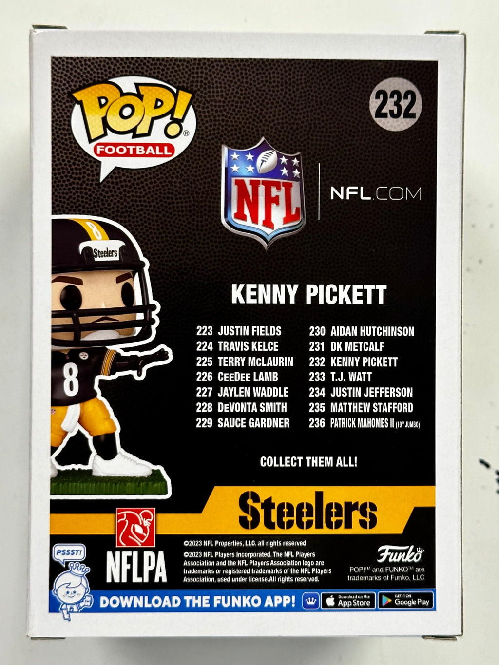 Funko Pop! Football Kenny Pickett #232 NFL Pittsburgh Steelers 2023 Fanatics Exclusive