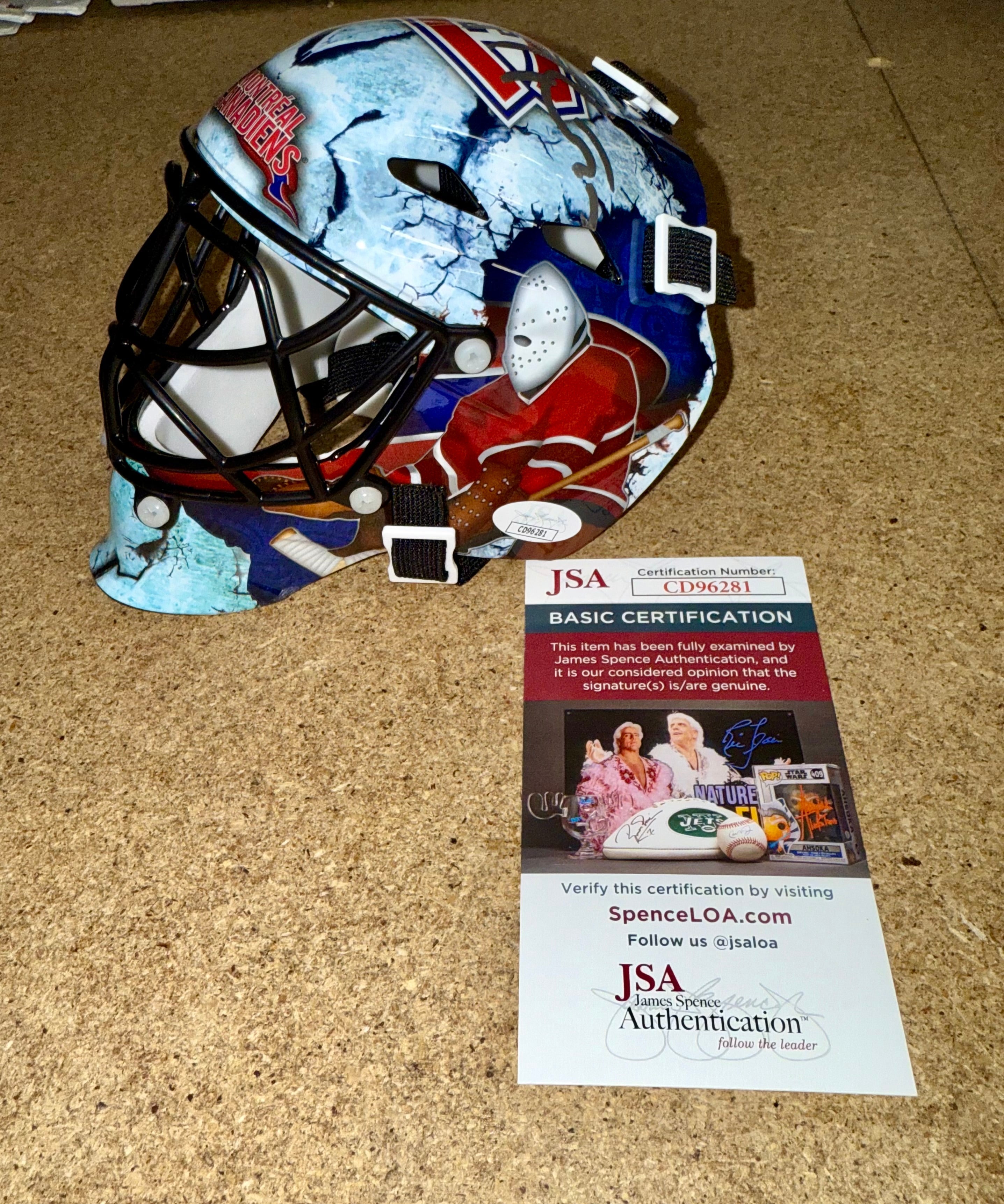 HOF Patrick Roy Signed Montreal Canadiens Mini Goalie Mask With JSA COA