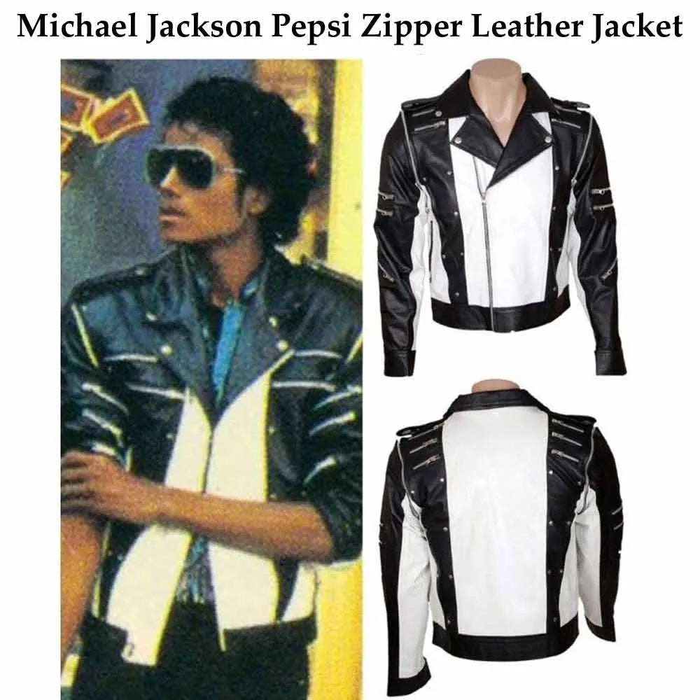 Michael Jackson Pepsi Zipper Leather Jacket