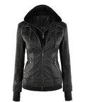Women’s Hooded Biker Leather Jacket