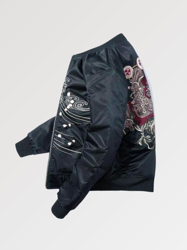 Black Japanese Bomber ‘Nagasaki’ – Sublimation Jacket (Recreated Edition)