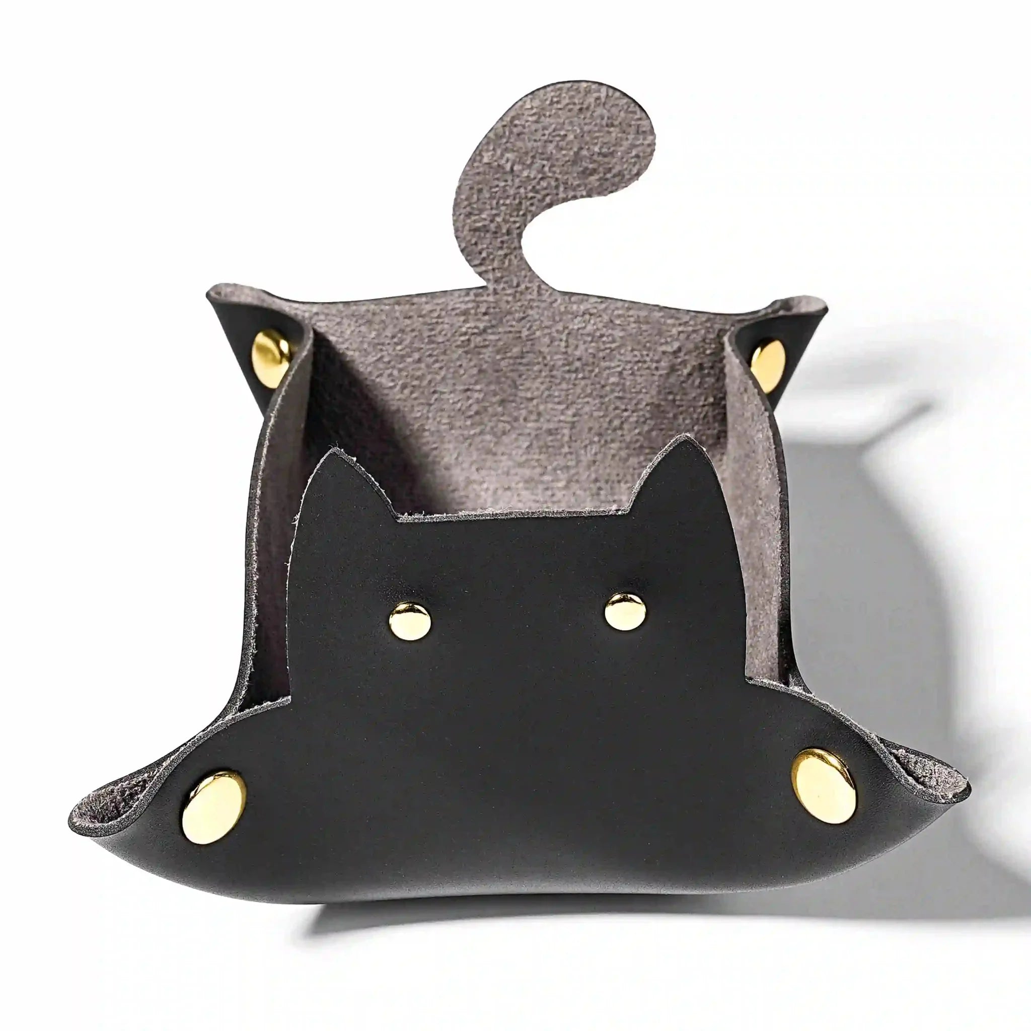 Cat-Shaped Leather Dice Mat Collapsible DND Dice Tray