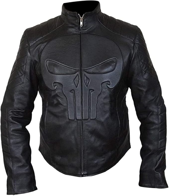 Punisher Skull Black Leather Jacket