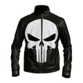 Punisher Skull Head Black Leather Jacket