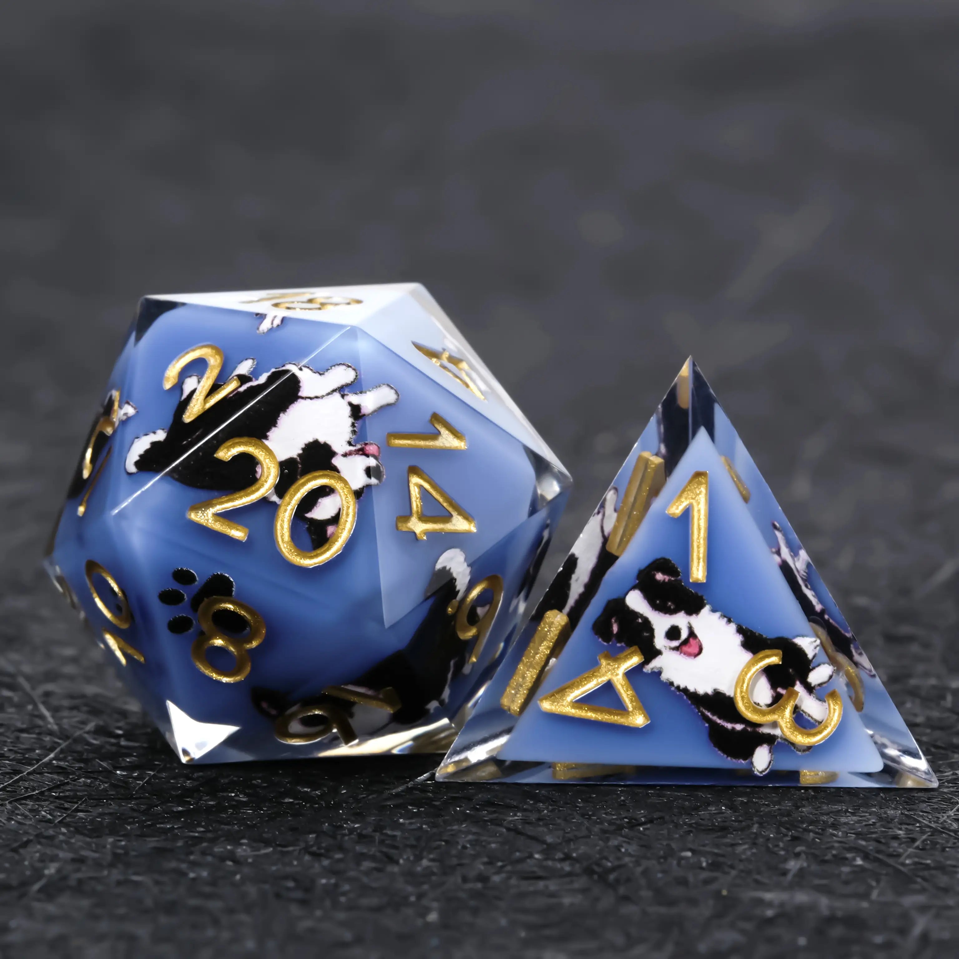 Kickstarter Dice – Border Collie Resin DND Dice Set