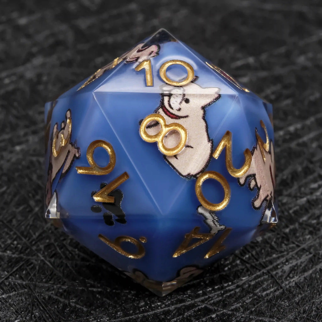 Kickstarter Dice – Canine Legends French Bulldog Resin DND Dice Set | Cute Guardian Dice for RPG Adventures