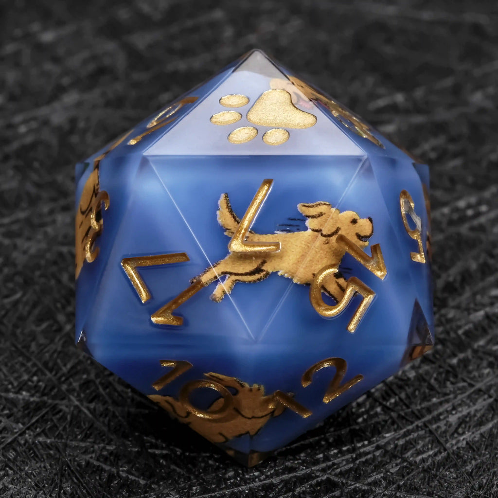 Kickstarter Dice – Canine Legends Golden Retriever Resin RPG Dice Set | Loyal Guardian Dice of Fortune