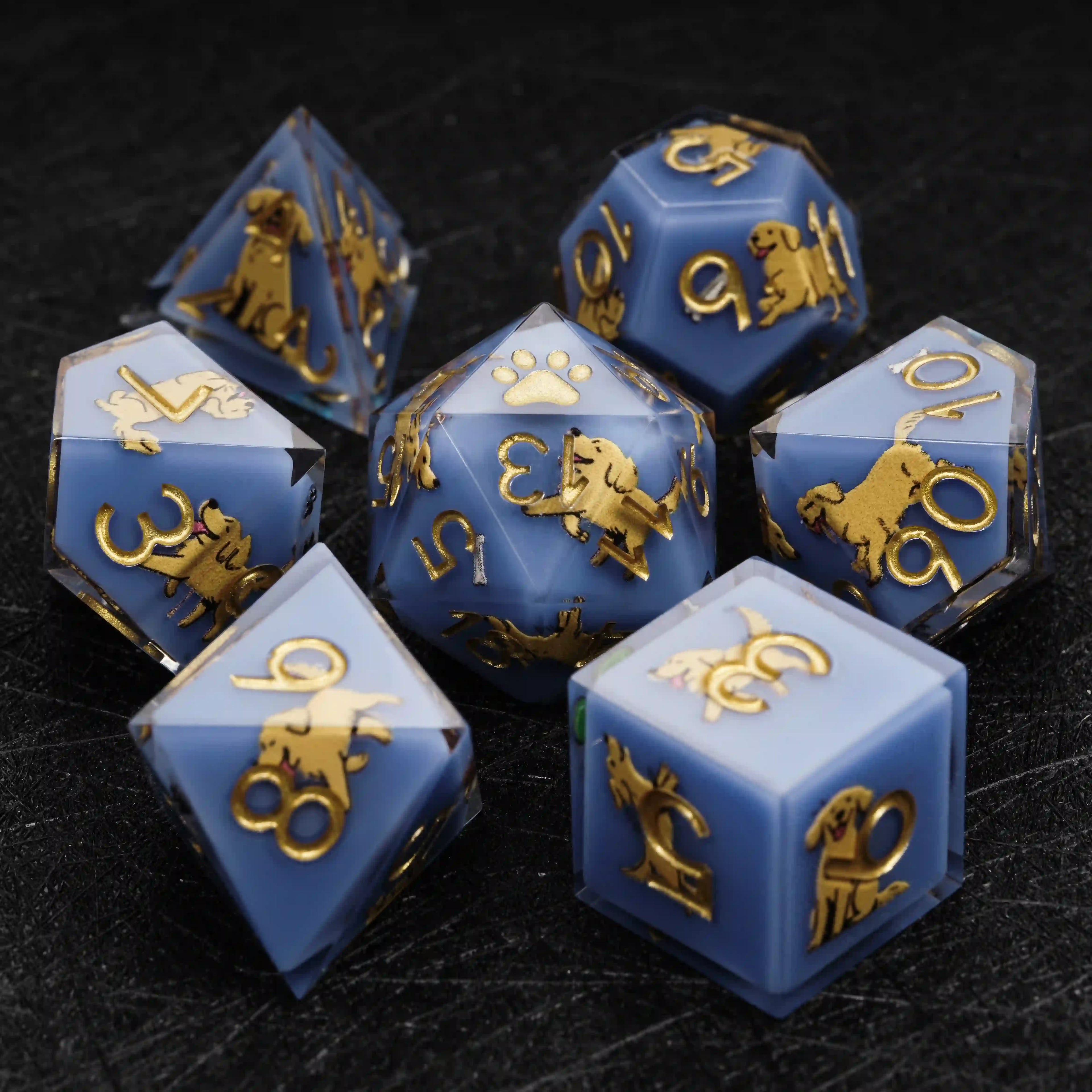 Kickstarter Dice – Canine Legends Golden Retriever Resin RPG Dice Set | Loyal Guardian Dice of Fortune
