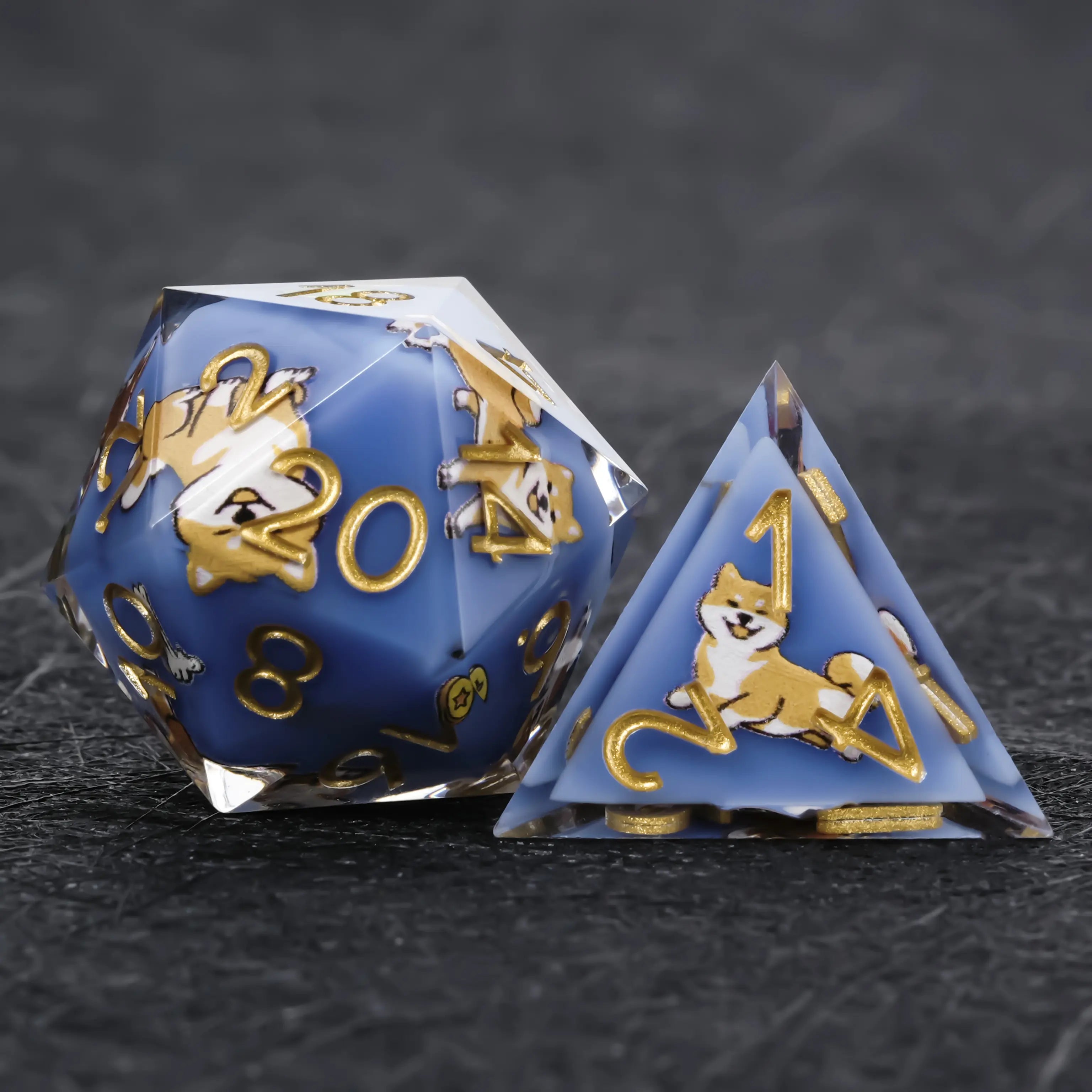 Kickstarter Dice – Canine Legends Shiba Inu Resin DND Dice Set | Lucky Guardian RPG Dice for Dog Lovers