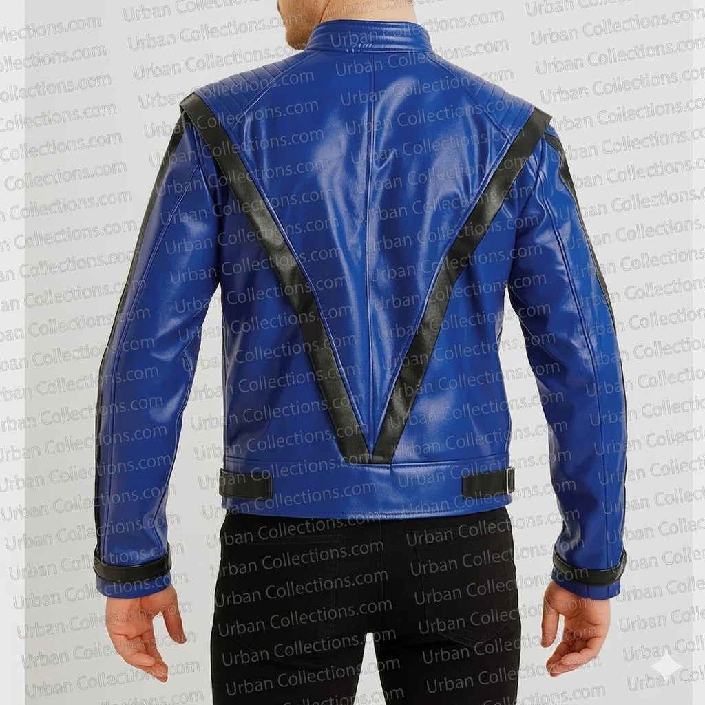Michael Jackson Thriller Blue Leather Jacket