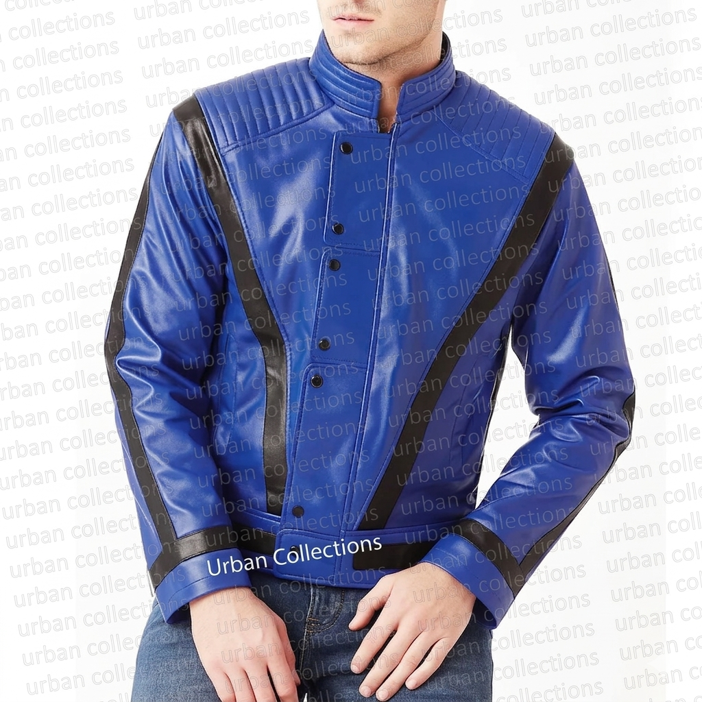 Michael Jackson Thriller Blue Leather Jacket