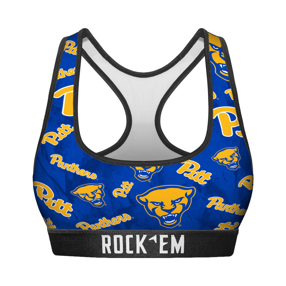 Women's Sports Bra - Pittsburgh Panthers - Logo All-Over