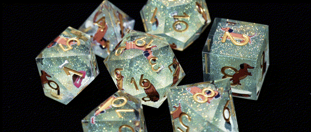 Kickstarter Dice – Canine Legends Dachshund Resin DND Dice Set | Multifaceted Sharp Dice