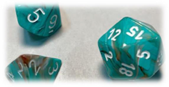 Chessex Marble Polyhedral Oxi-Copper™ (7-Dice/16mm Block/ 12mm/d10s)