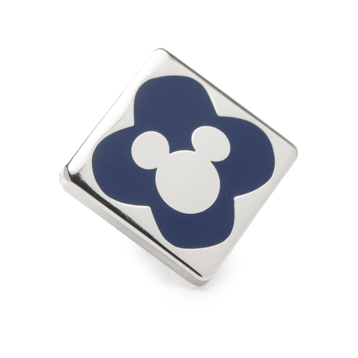 Disney Mickey Mouse Silhouette Motif Black Sock and Mickey Blue Lapel Pin Gift Set