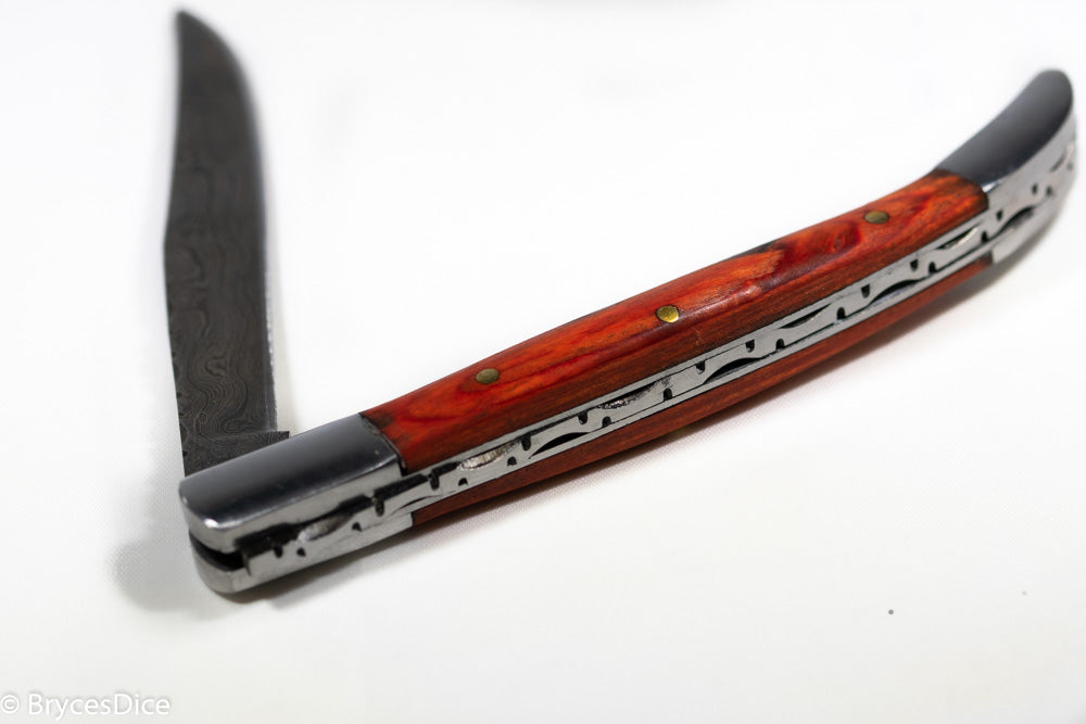 (Green Wood) 9" Damascus Pocket Knife