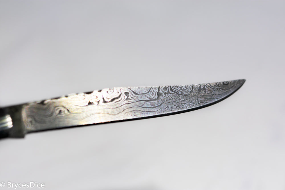 (Brown Wood) 9" Damascus Pocket Knife