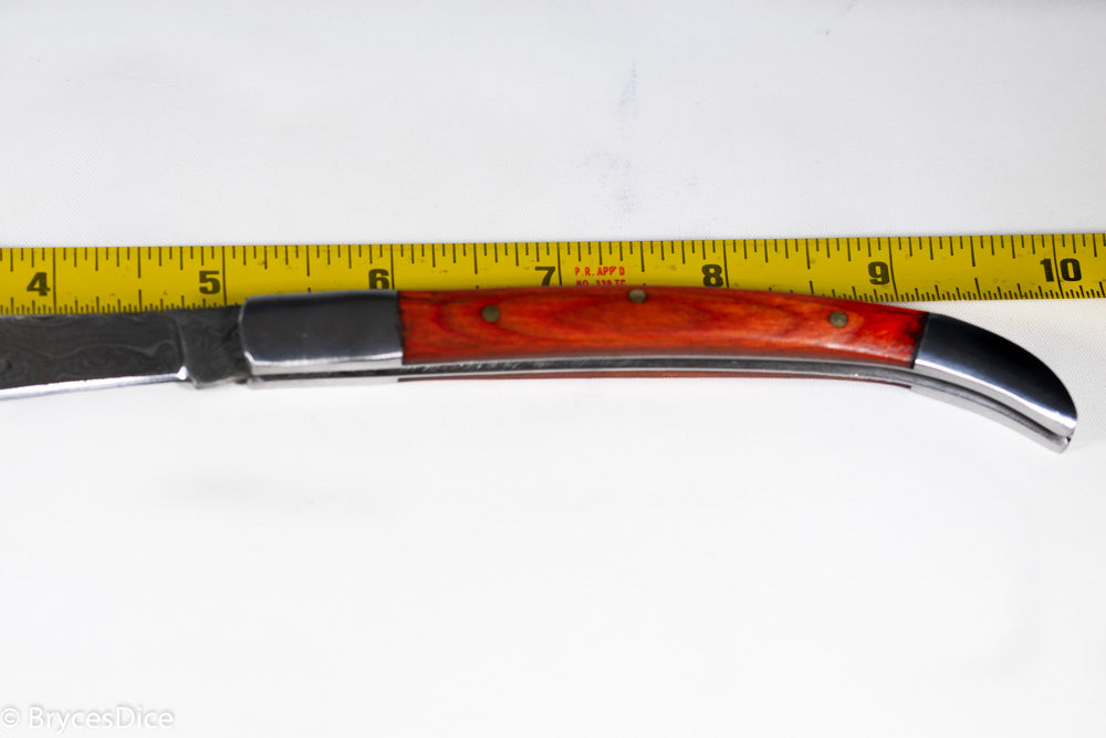 (Brown) 9" Damascus Pocket Knife