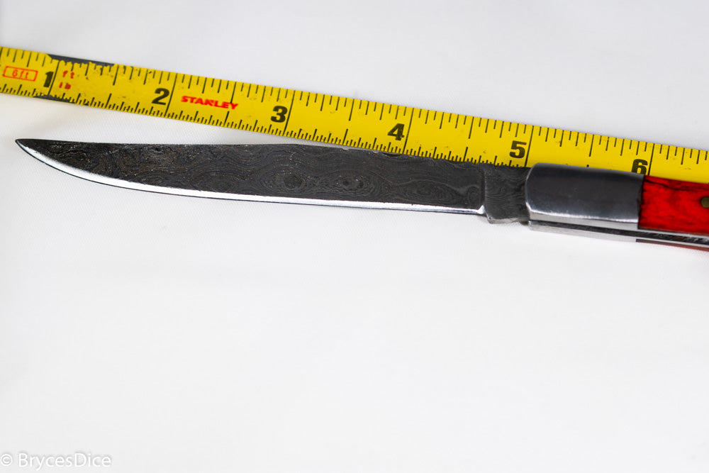 (White/Black) 9" Damascus Pocket Knife