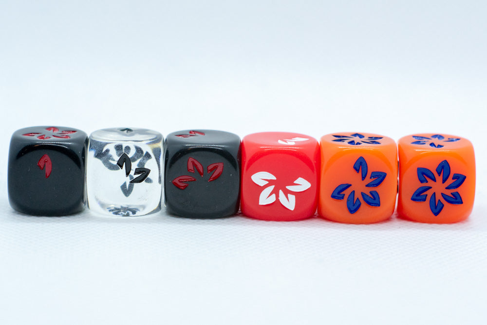 Red w/White Falling Petals Dice 16mm D6 Flower Dice (sold per die)