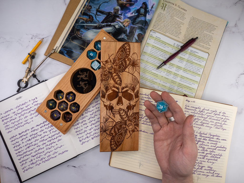 Death Head Moth | Engraved Dual Hex Dice Vault