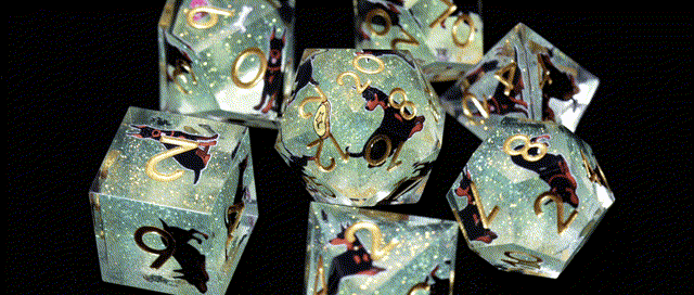 Kickstarter Dice – Canine Legends Dooerman Pnscher Resin DND Dice Set