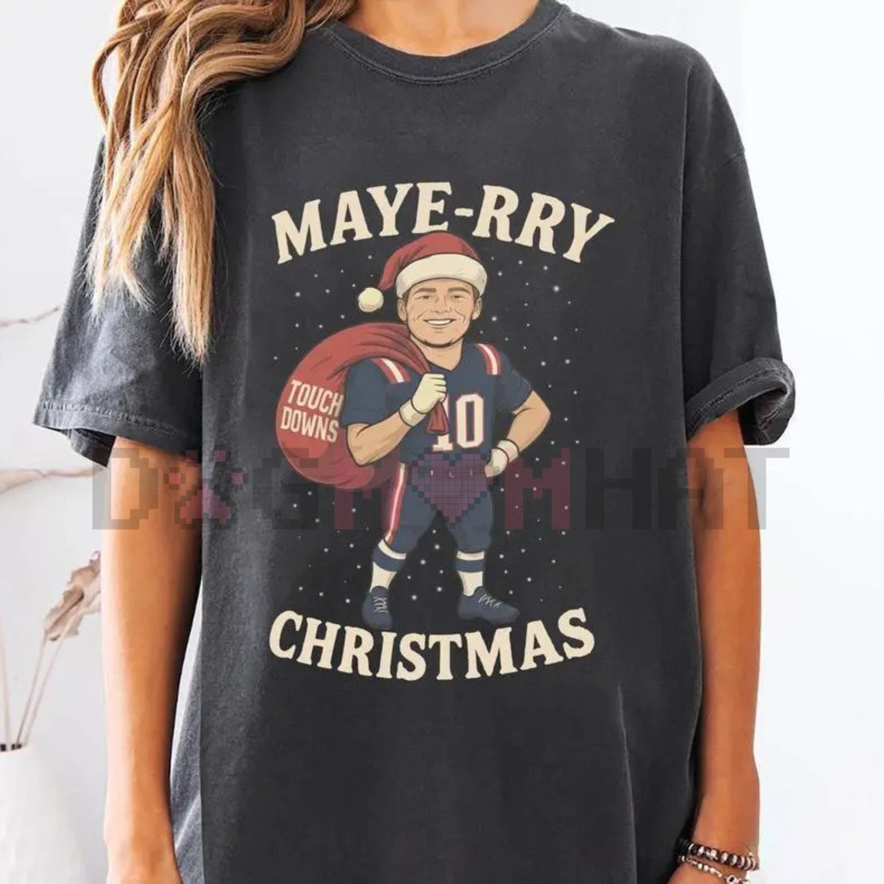 Drake Maye New England Christmas T-Shirt – Patriots Football XMAS Fan Gift Tee