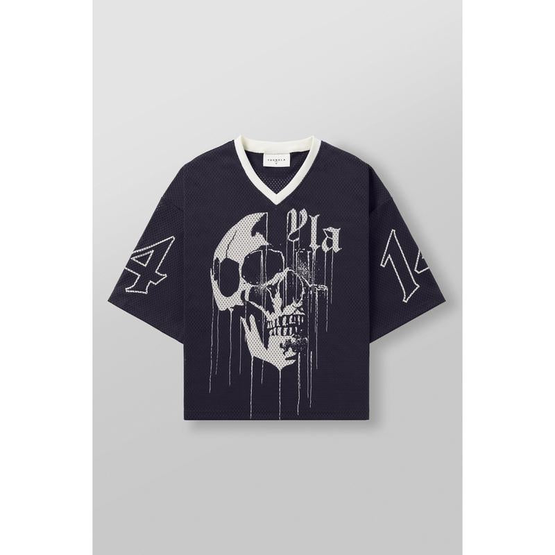 Drippy Skull Jersey – Unique Skull Graphic Tee, Hip-Hop Streetwear