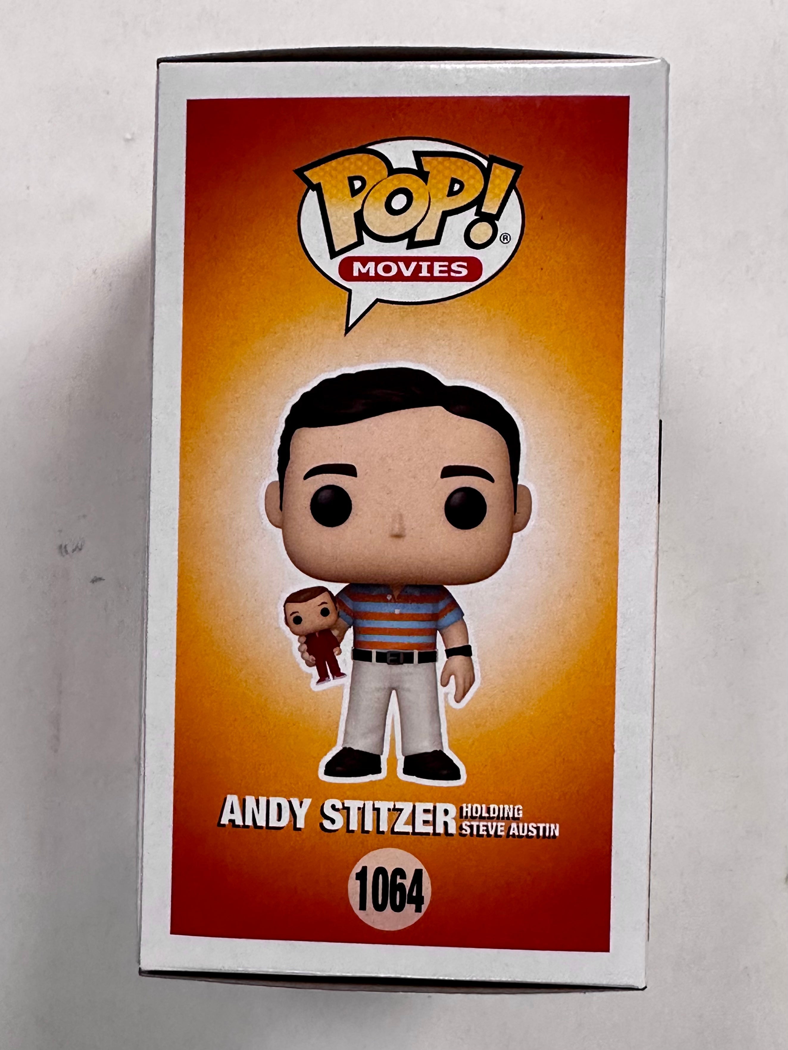 Funko Pop! Movies Andy Stitzer Holding Steve Austin Chase #1064 The 40 Year Old Virgin 2020