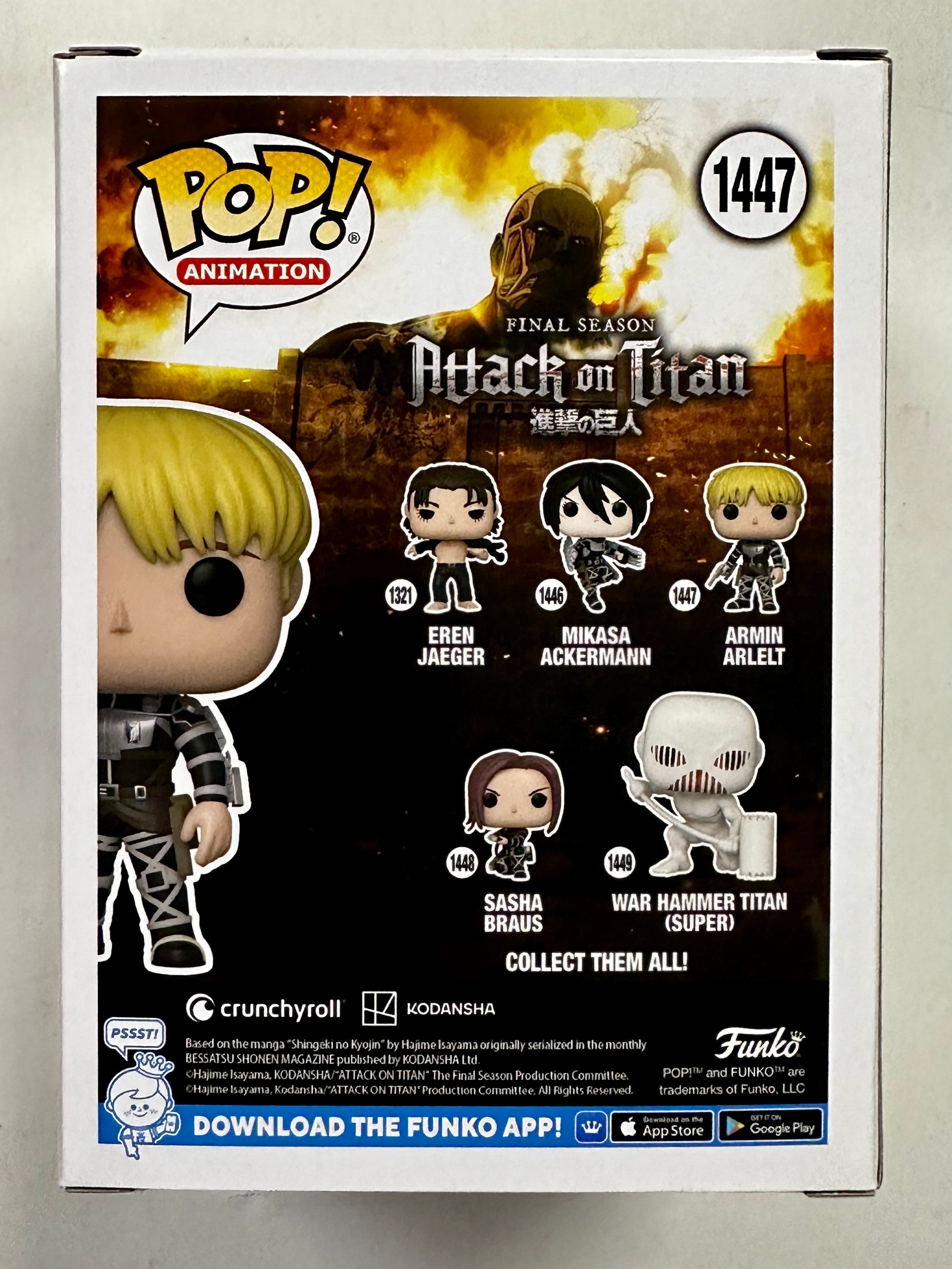 Funko Pop! Animation Armin Arlelt #1447 Attack On Titan AOT Final Season 2023