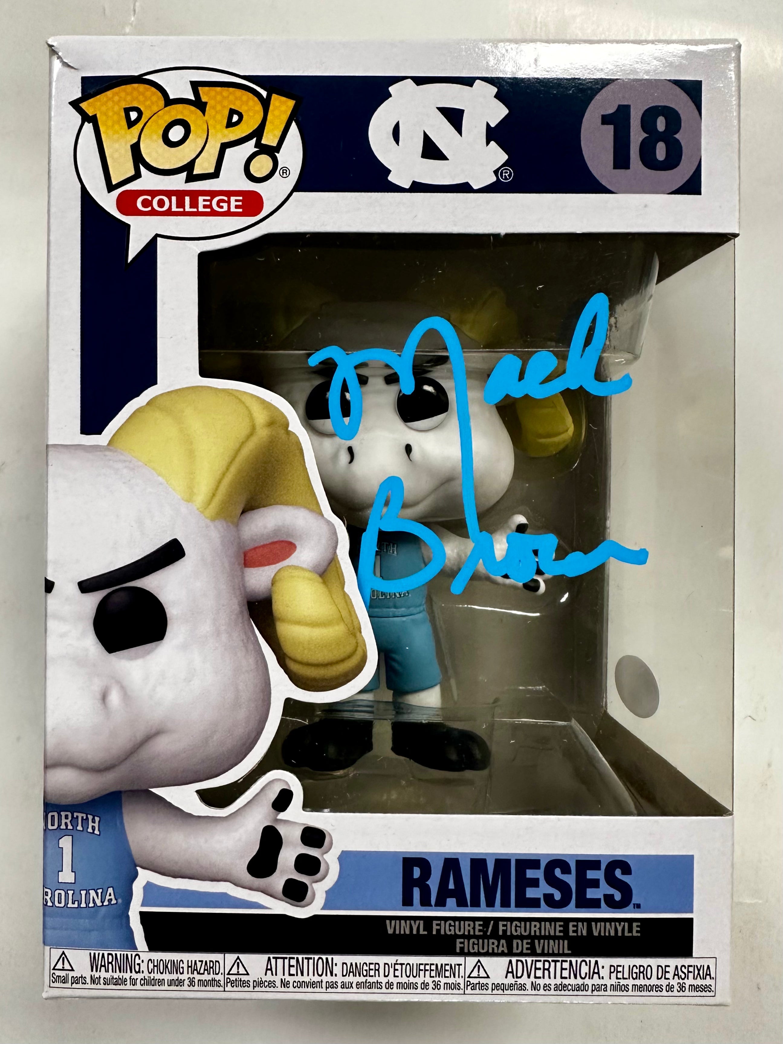 Coach Mack Brown Signed NCAA Ramses #18 UNC North Carolina Tar Heels Funko Pop With JSA COA