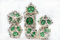Floral Starburst: Frozen Fern - Metal RPG Dice Set