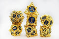 Floral Starburst: Golden Sweet Pea - Metal RPG Dice Set