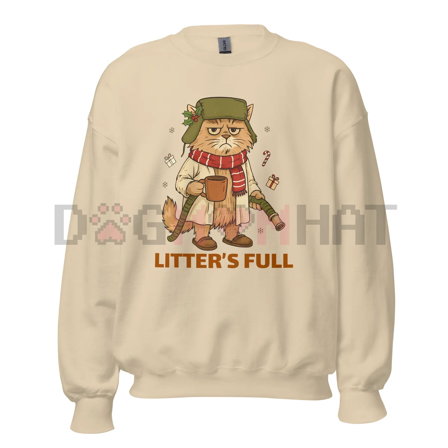 Funny Cat Lover 'Litter's Full' Unisex Crewneck Sweatshirt – Relatable Pet Owner Slogan