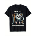 Funny Vintage Cat Horror Movie T-Shirt – Retro Graphic Cotton Tee, Casual Summer Crew Neck Top