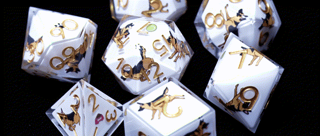 Kickstarter Dice – Canine Legends German Shepherd Resin DND Dice Set | Handmade Role-Playing Dice