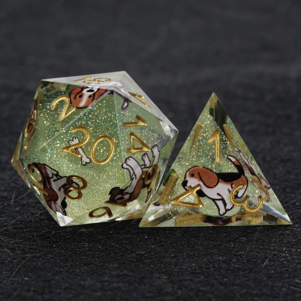Kickstarter Dice – Canine Legends Beagle Resin DND Dice Set | Curious Guardian Dice for RPG Collectors