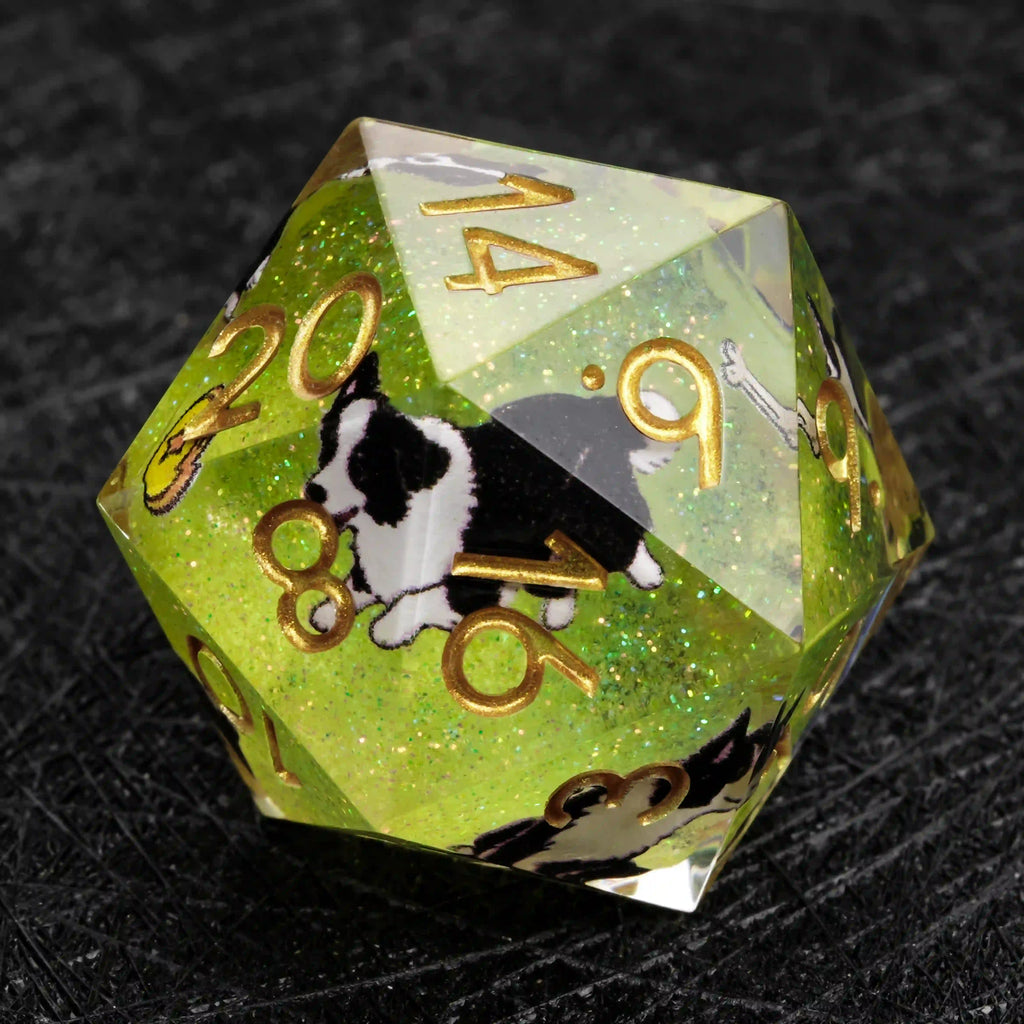 Kickstarter Dice – Border Collie Resin DND Dice Set