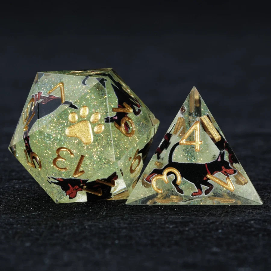 Kickstarter Dice – Canine Legends Dooerman Pnscher Resin DND Dice Set