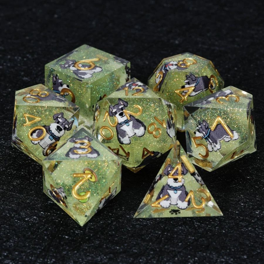 Kickstarter Dice – Canine Legends Schnauzer Resin DND Dice Set