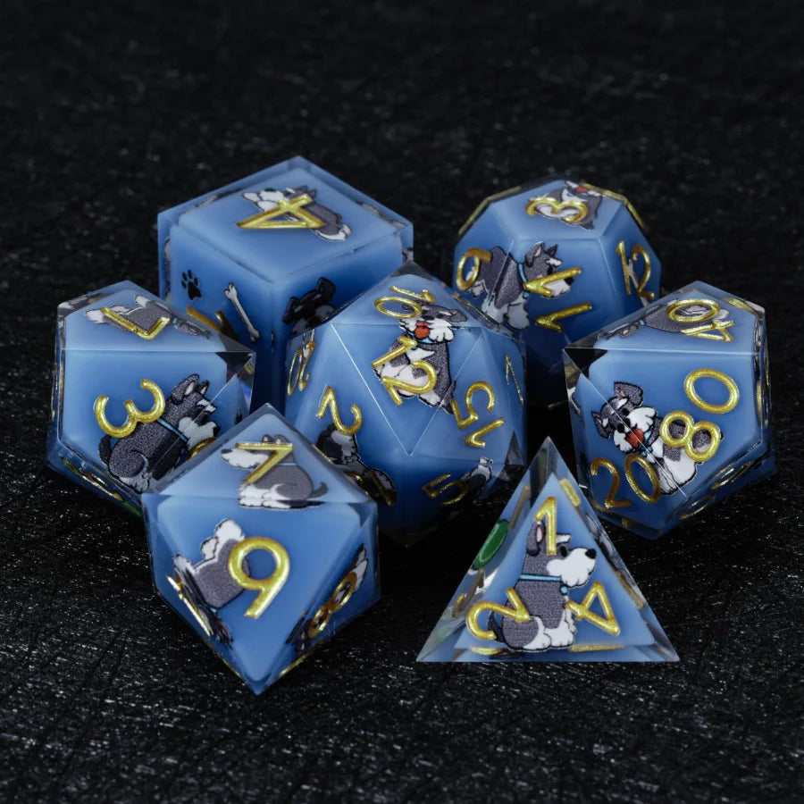 Kickstarter Dice – Canine Legends Schnauzer Resin DND Dice Set