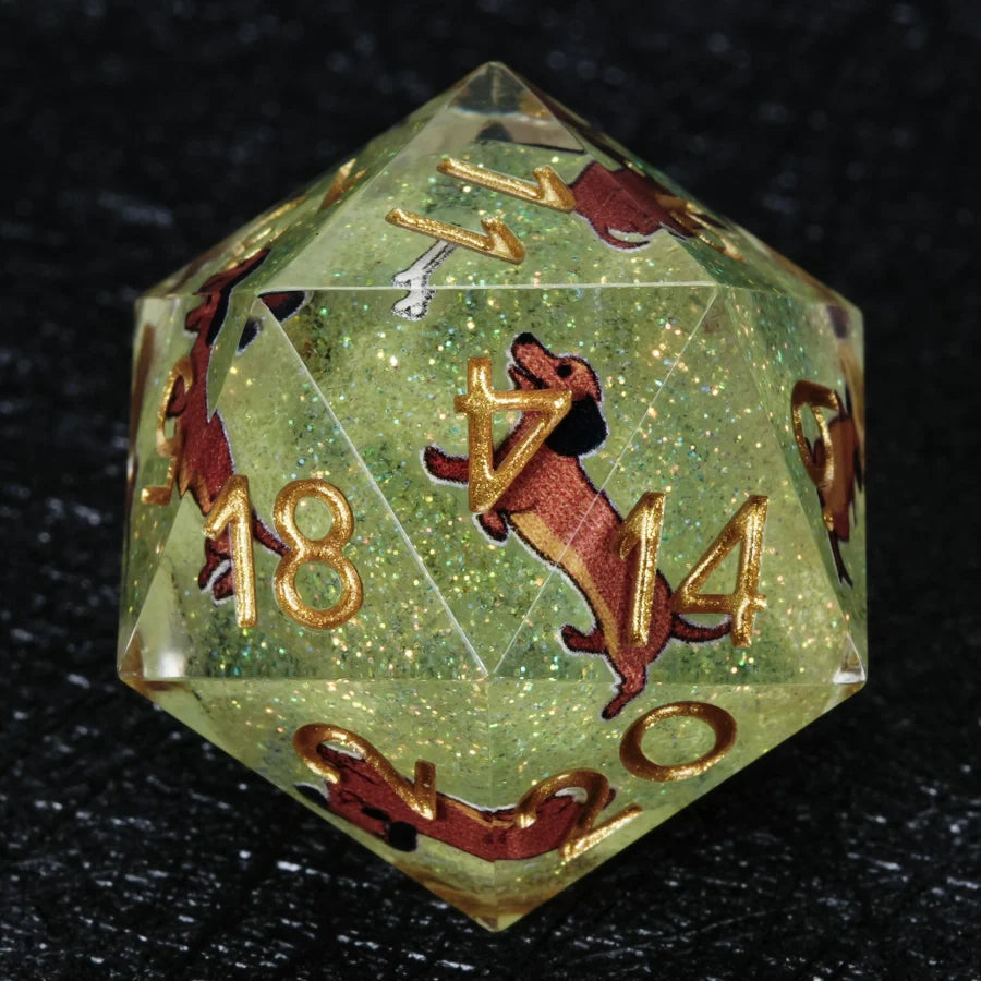 Kickstarter Dice – Canine Legends Dachshund Resin DND Dice Set | Multifaceted Sharp Dice