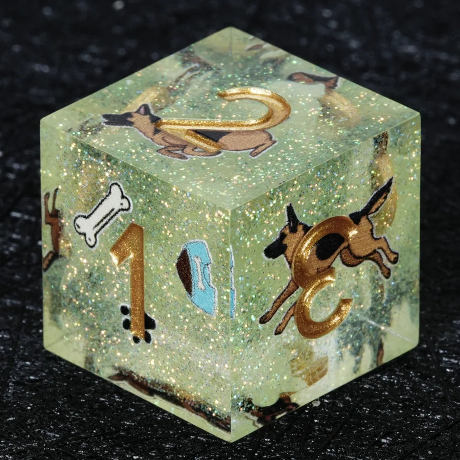 Kickstarter Dice – Canine Legends German Shepherd Resin DND Dice Set | Handmade Role-Playing Dice