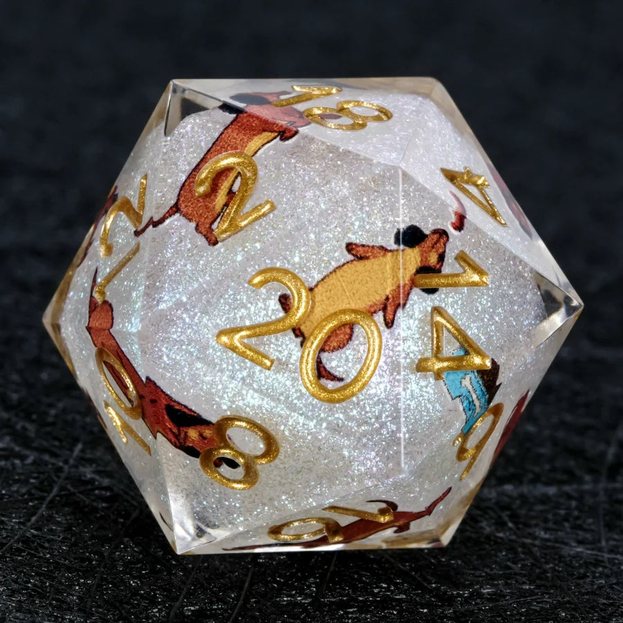 Kickstarter Dice – Canine Legends Dachshund Resin DND Dice Set | Multifaceted Sharp Dice