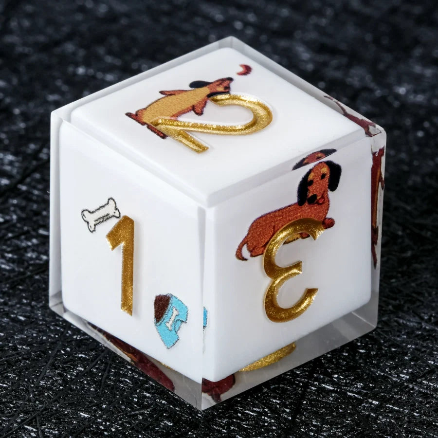 Kickstarter Dice – Canine Legends Dachshund Resin DND Dice Set | Multifaceted Sharp Dice