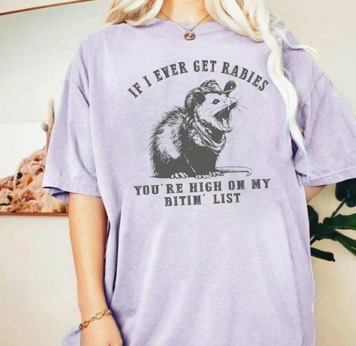 Humorous Raccoon T-Shirt – "If I Ever Get Rabies" Funny Trash Panda Sarcastic Tee