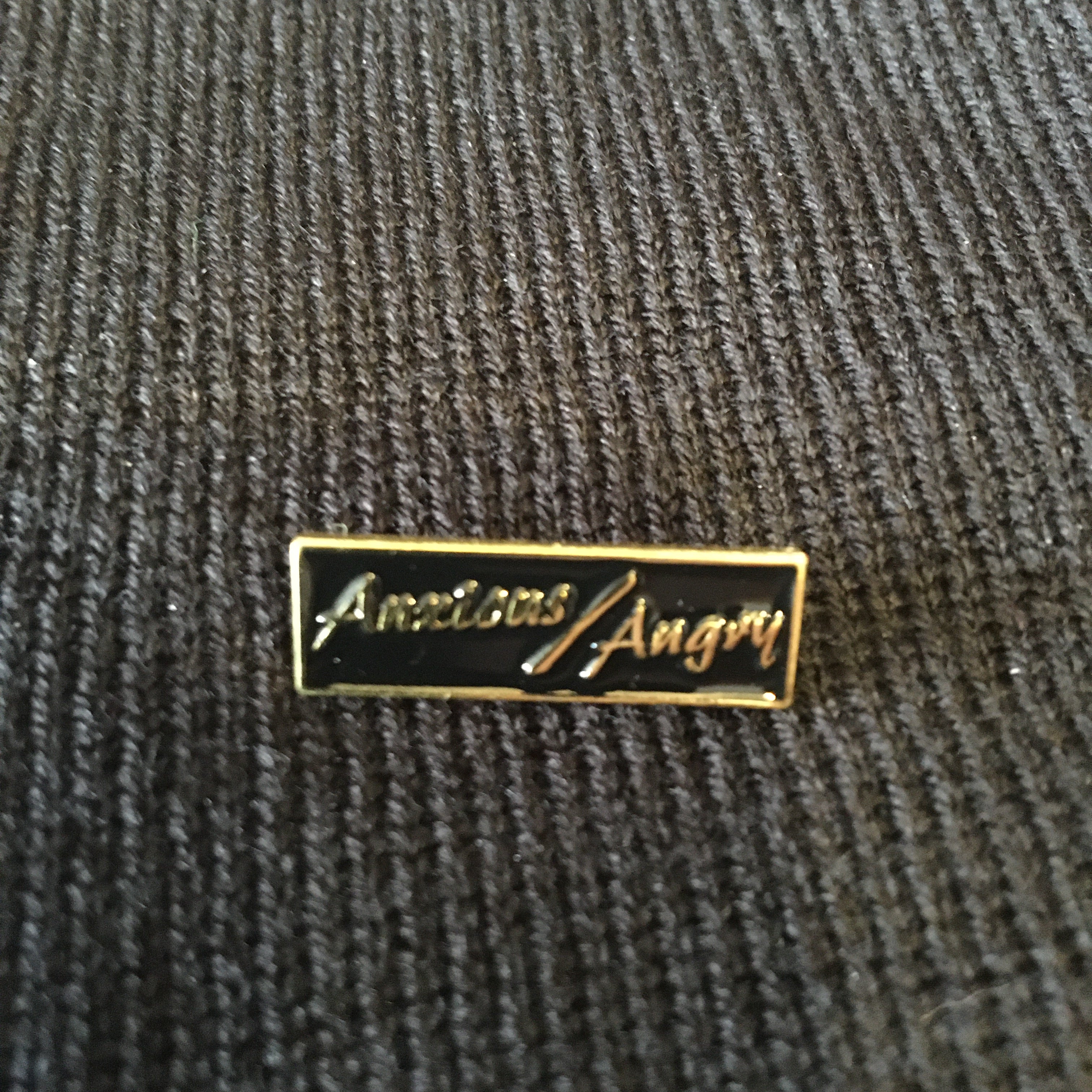 Anxious / Angry "Raised Gold" Enamel Pin