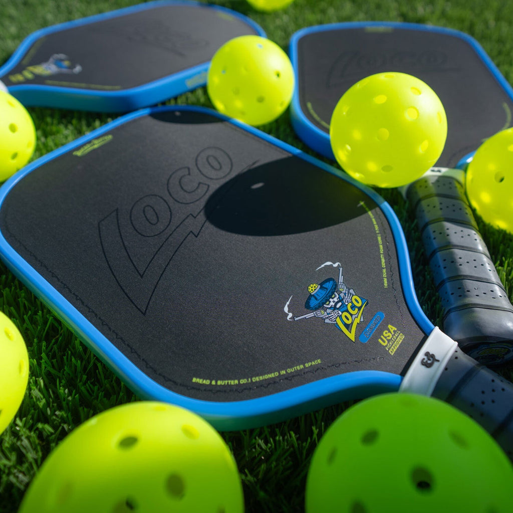Bread & Butter Loco Elongated AZUL Blue Pickleball Paddle & Mad Pickler Cover