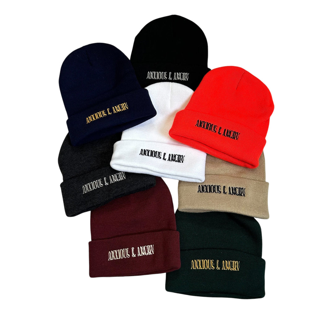 Anxious and Angry "Acid" Embroidered Beanies